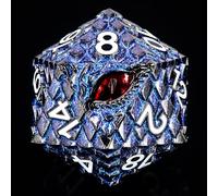 Metal D20 DND Dice Set - Dragon Scale Metallic 20 Sided Giant Polyhedral Dice,35mm Large Dragon Eye Metal D&D Dice Set for Dungeons and Dragon Tabletop Game(Blue Glitter Dragon Scale)