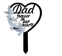 Metal Dad Memorial Stake, Dad Grave Ornaments Grave Dove Decorations Memorial Plaques Grave Marker Stake Waterproof Memorial Gifts for Loss of Dad Outdoor Garden Lawn Decoration