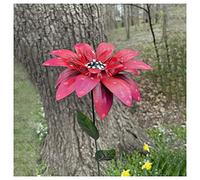 Metal Daylily Flower Garden Stakes Metal Flowers Outdoor Decor Stake Yard Art Decoration Garden Metal Plant Flowers Stick Spring Patio Decor (Red)