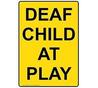 Metal Deco Sign Deaf Child at Play Aluminum Signs Yard Outdoors Warning for Bathroom Kitchen Home Bar Cafe Garage 8"x12"