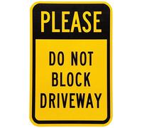Metal Deco Sign Riuolo Fluorescent Diamond Grade Reflective Aluminum Legend Please Do Not Block Driveway Black on Yellow 8x12 Inch