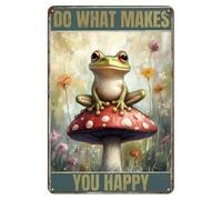 Metal Decor Do What Makes You Happy Frog Mushroom Signs Wall kitchen