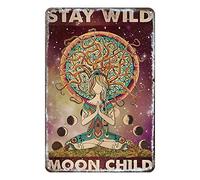 Metal Decor for Kitchen Vintage Tin Sign Stay Wild Moon Child Universe Yoga Art Sign Home Kitchen Bar Cafe Metal Sign Metal Sign Vintage Home Decor Rustic Tin Signs Wall Art Metal Poster 8x12 inch