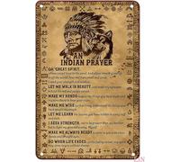 Metal Decor for Outside Native American An Indian Prayer Wall Art Metal Signs Aesthetic Wall Art Tin Sign Garage Bathroom Man Cave Bar 8x12inch