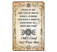 Metal Decor for Table Blessing Only Good May Enter Here Wiccan Blessing Wicca Prayer Protection Tin Sign Chic Art Wall Metal Decorations Funny Iron Plaque Signs Gift for Living Room Office 8"x12"