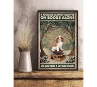 Metal Decor Stand A Woman Cannot Survive On Books Alone Forest She Also Needs A Cavalier Spaniel Sign Vintage Metal Signs Room Decor Wall Art Tin Sign Gift for Garage Room Man Cave Bar 8x12 inch