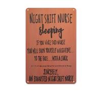 Metal Decor Stand Nurse Sign Sleeping Nurse Present Rn Present Lpn Present Night Shift Do Not Disturb Metal Sign Plaque Poster 8X12 Inches
