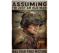 Metal Decoration for Living Room Soldier War Assuming I'm Just an Old Man was Your First Mistake Tin Sign Chic Art Wall Metal Decorations Funny Iron Plaque Signs Gift for Living Room Office 8x12 inch