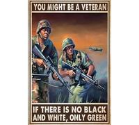 Metal Decorations for Living Room The Soldier On Battlefield You Might Be A Veteran If There is No Black and White Only Green Tin Sign Art Wall Metal Decorations Funny Plaque Signs Gift 8x12 inch