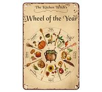 Metal Decorations for Shelves Kitchen Poster The Kitchen Witch's Wheel Of The Year Witch Decoration Hanging Tin Sign Chic Art Wall Metal Decorations Funny Iron Plaque Signs Gift 8x12 inch