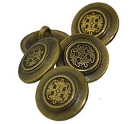 Metal Decorative Design Shank Buttons Antique Brass 15mm (6)