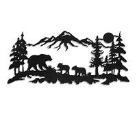 Metal Deer Wall Art Forest Deer Wall Decor Metal Mountain Deer Cabin Decor Deer Woodland Decor Metal Deer Decor Rustic Animal Hunting Decor for Bedroom Wall Decoration, 11.8 x 6.9 Inch(Bear Style)