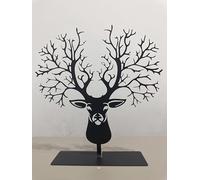 Metal Deer with Tree Antlers Table Top Decor, Tabletop Deer Christmas Decor, Wildlife Decorations, Rustic Woodland Accent, Nature Artwork, Living Room Bookshelf Decor