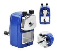Metal Desktop Pencil Sharpener, Pencil Sharpeners Manual with Container, Helical Blade for Kids Students Office (Blue)