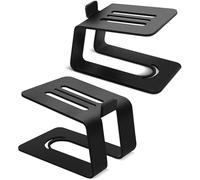 Metal Desktop Speaker Stands, 1 Pair Studio Monitor Stand Support for Small Medium Bookshelf Computer Speakers Audio Experience (Black)