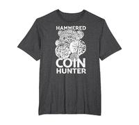 Metal Detecting, Hammered Coin Hunters T-Shirt, Men's Big and Tall, Dark Heather Grey, 5X Tall