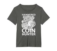 Metal Detecting, Hammered Coin Hunters T-Shirt, Women's Plus, Asphalt Grey, 2X