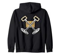 Metal Detecting Treasure Hunter Crossed Detector Graphic Zip Hoodie