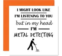 Metal Detector Birthday Card for Men Women - In my Head - Happy Birthday Card for Nanny Colleague Grandma Cousin, 145mm Bday Greeting Cards