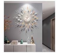 Metal Dial Gold Wall Clock for Living Room, Non-Ticking Silent Sunburst Wall Clock - Modern Kitchen Wall Decor for Bedrooms - Large, Elegant Design,60cm
