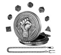 Metal Dice Case, Dice Pocket Holder - Fist Pattern Pendant Table Game Toy | Vintage Pocket Watch Accessories, Pocket Watch Case for Women, Men, Silver, Se référer au descriptif, Refer to description