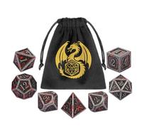 Metal Dice Set, 7pcs Polyhedral Metal DND Dice Set, D&D Gifts with Gift bag, DND Starter Set, Role Playing Board Games Accessories, Bloodstained Silver