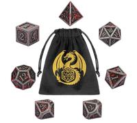 Metal Dice Set, 7pcs Polyhedral Metal DND Dice Set, DND Starter Set, D&D Gifts with Gift bag, Role Playing Board Games Accessories, Bloodstained Silver