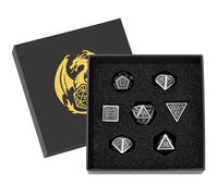Metal Dice Set, 7pcs Polyhedral Metal DND Dice Set, DND Starter Set, D&D Gifts with Gift box, Role Playing Board Games Accessories, Silver