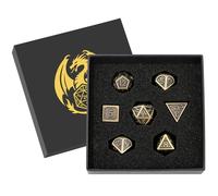Metal Dice Set, 7pcs Polyhedral Metal DND Dice Set, DND Starter Set, D&D Gifts with Gift box, Role Playing Board Games Accessories, Bronze