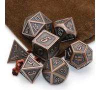 Metal Dice Set, HNCCESG Polyhedral D&D Dice for Dungeons and Dragons RPG DND Dice for Role Playing MTG Tabletop Gaming Shadowrun Pathfinder 7PCS D20 D12 D10 D8 D6 D4（Antique Copper）
