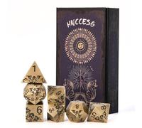 Metal Dice Set - Octopus Design, 7 Pieces D4 D6 D8 D10 D12 D20 D00, Polyhedral Dice Premium for RPG and Board Games, Magnetic Gift Box (Bronze)
