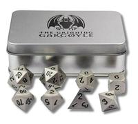 Metal Dice Set with Case - Easy Read DnD Metallic Die - Includes 2x D20 - Dungeons and Dragons Roleplaying Accessory - Antique DnD Metal Dice Set (Silver)