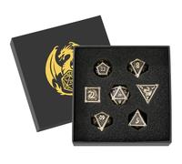 Metal Dice Set with Dragon Pattern, 7pcs Polyhedral DND Dice Set, DND Starter Set, D&D Gifts with Gift Box for Men Women, Role Playing Board Games Accessories, Small Stocking Stuffer, Bronze