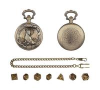 Metal Dice Set - Zinc Alloy 7Pcs Polyhedral With Pocket Watch Case 6.5x4.5cm | Mini Dice with Dragon Pattern Case, Storage Design, Role Playing | RPG Dîce Set Tabletop Party Travel Use