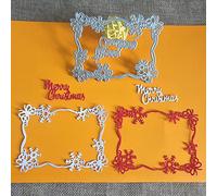 Metal Die Cuts,10.0x7.4cm Merry Christmas Snowflake Photo Frame Metal Cutting Die Card Photo Album Decoration Embossing Crafts