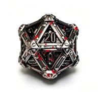 Metal DND D20 23mm Dice for Dungeons Dragons RPG Role Playing Game, D and D Dice with Gift Box (Gray + Blood)