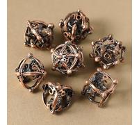 Metal DND Dice Set 7 Hollow 3D Dragon DND Dice Polyhedral Bronze Dice D20 D12 D10 D% D8 D6 D4 for Dungeons & Dragons RPG Board Table Games RPG MTG Games