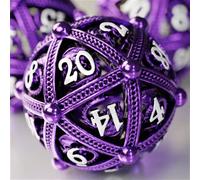 Metal DND Dice Set - Unique Round Hollow Orb Design for Better Rolling - Beautiful Dragon Set for Role Playing Games (RPG) - Stunning D&D Dungeons and Dragons Dice (Purple)