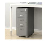 Metal Document with 5 Drawers & Lock Legal/A4 Size on Wheels Fully Assembled (1.4mm Thick) - Portable Filing Cabinet for Office Storage