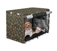 Metal Dog Crate Covers Autumn Mushroom Puppy Wire Cage Covers Rollers Shades Dark Green
