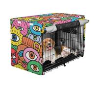 Metal Dog Crate Covers Puppy Wire Cage Covers Rollers Shades Eyes Evil Doodle Colorful