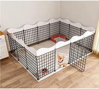 Metal Dog Crate, Easy to Install Pet Playpen DIY Animals Cage with Door Pet Fence Foldable Puppy, ForRabbit, Kitten, Guinea Pig (14 Pieces: 147 * 111 * 57cm)