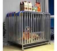 Metal Dog Crate,Heavy Duty Dog Crate Cage With Wheels,Indestructible And Escape Proof Steel Kennel Indoor For Medium/large High Anxiety Dogs With Sturdy Locks, Double Door And Tray(38.6*27.6*43.3in)