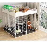 Metal Dog Crate & Indoor Puppy Kennel - Versatile Pet Playpen for Small Animals, Rabbit & Kitten, Secure Door, Storage Function, White (75x75x69cm)