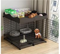 Metal Dog Crate & Indoor Puppy Kennel - Versatile Pet Playpen for Small Animals with Door & Storage - Ideal Rabbit & Kitten Cage (Size: 75x75x69cm, Color: Black)