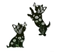 Metal Dog Garden Stake Black Terrier Shape 2 Pieces Rust for proof Iron Ornament Easy Install Ground Pin for Lawns Borders Pathways Year Round Outdoor Display