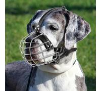 Metal Dog Muzzle with Imitation Leather Straps, Pitbull, Great Dane, Rottweiler, Secure Wire Basket, Breathable, Adjustable Fit for Large Dogs(Silver)