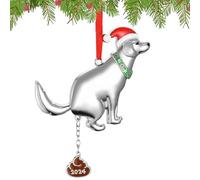 Metal Dog Ornament - 3.9x5.1 Inch Pooping Dog Christmas Ornament - Funny Hanging Metal Design | Decor | Holiday Gag Gift | Indoor Home Decoration