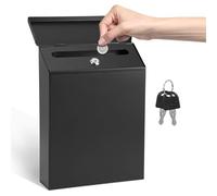Metal Donation Box 29.5x21.7x6.5cm Wall Mounted Cash Collection Boxes with Lock Slot and Key, Weatherproof Safe Suggestion Boxes Charity Collection Donation Box for Charity Drives and Retail Shop