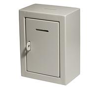 Metal Donation Box Charity Steel Collection ballot Box Office Suggestion Box Secure Box With Front and top Slot Easy Wall Mount with pre drilled holes 8.5x6.5x4" Drop Box